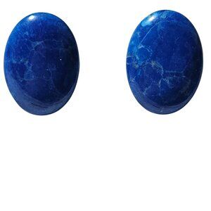 Boho Chic Oval Blue Gemstone Stud Earrings Retro Fashion Jewelry Women